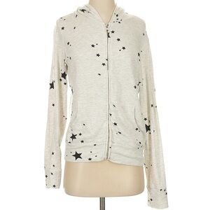 Monrow Gray Star Zip-Up Hoodie